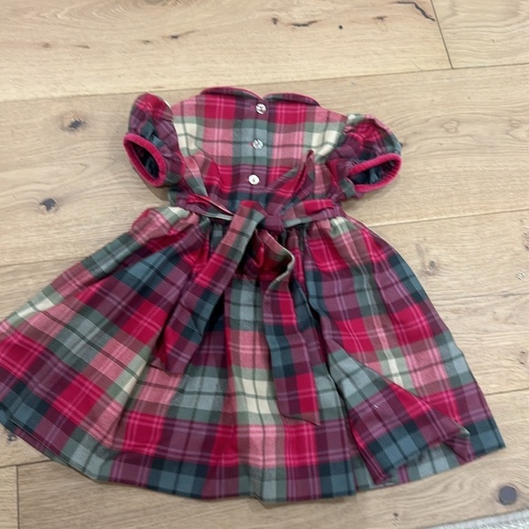 Papo d’anjo velvet Peter Pan holiday dress classic lined 4Y red/ pink/sage green - Picture 5 of 8